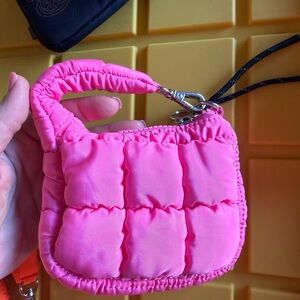 Free people quilted micro pouch bubblegum